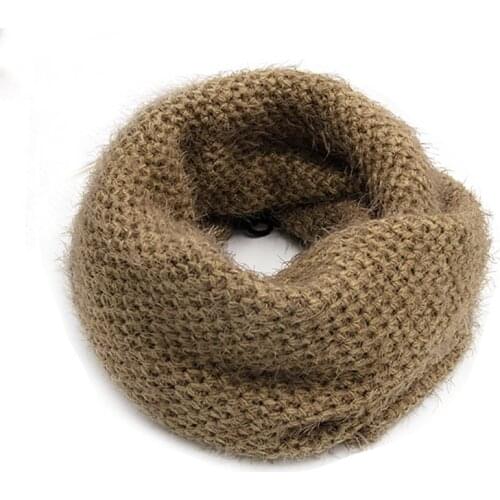 Fashion Winter Knitted Snood Scarf Women Warm Soft Red Infinity Chunky Circle Ring Scarf Loop Foulard femme Top Designer