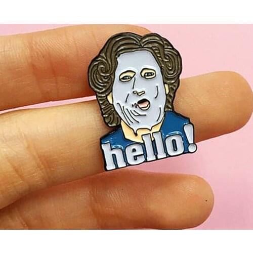 Mrs. Doubtfire HELLO! Feminist Brooch Pins Enamel Metal Badges Lapel Pin Brooches Jackets Jeans Fashion Jewelry Accessories