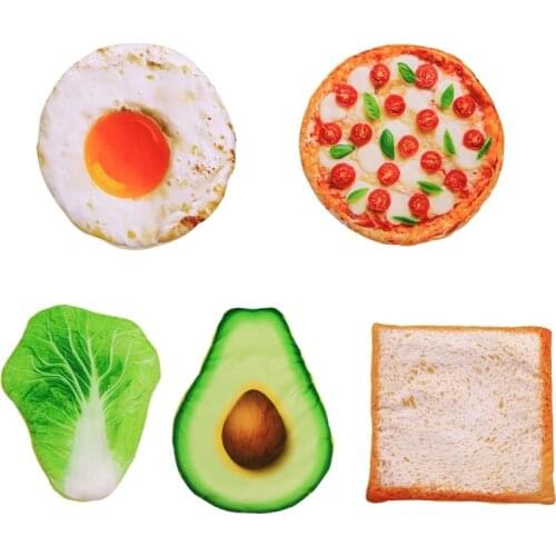 Pet Cat Dog Bed Mat and Blanket Set Creative Pattern Egg Pizza Cabbage Avocado Bread Shape Kitten Cushion Winter Warm Supplies