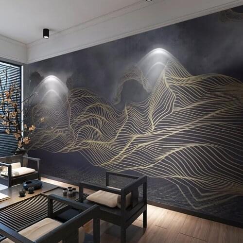 Custom Photo Wall Murals 3D New Chinese Style Abstract Mountain Water Landscape Study Room Art Wall Painting Living Room Bedroom