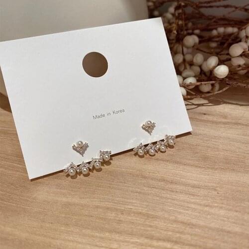 New Cute Korean Delicate Zircon Drop Earrings For Women Micro Paved Elegant Pearl After Hanging Pendientes Jewelry