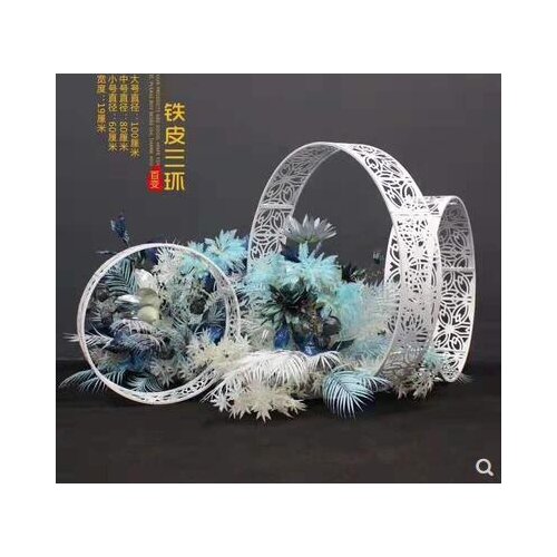 New iron stage ceiling decoration wedding iron art carved ring five rings song wedding pendant props ring