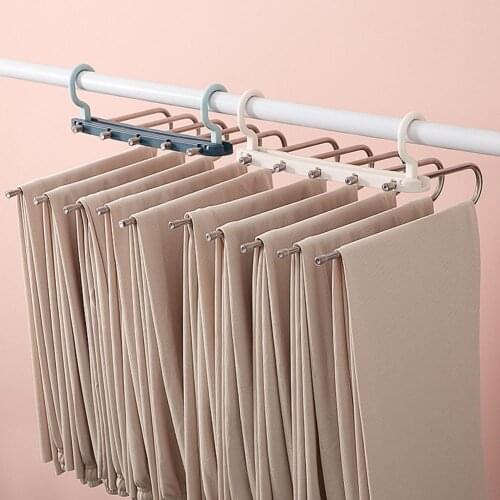 5 Layered Pants Skirt Hanger Space Saving Pants Rack Multipurpose Clothes Organizer for Organizing Skirts Jeans Trousers