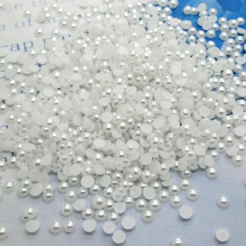 5000Pcs 3mm Wihte Half Round Pearl Beads FlatBack Scrapbook Craft Cabochon Kawaii DIY Embellishments Accessories