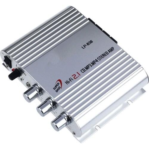 Portable 300W 12V Amplifier Booster Radio MP3 Stereo for Car Subwoofer Home Hi-Fi 2.1