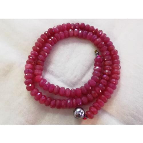 Nature Ruby red roundelle faceted necklace 5/6-7mm nature beads wholesale FPPJ strand 46cm