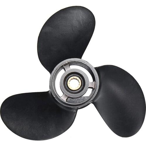 Outboard Propeller 3B2W64517-1 8.5X9 Boat Aluminum Alloy 3 Blades Black 12 Spline Tooths for Tohatsu Nissan-Mercury 8-9.8HP