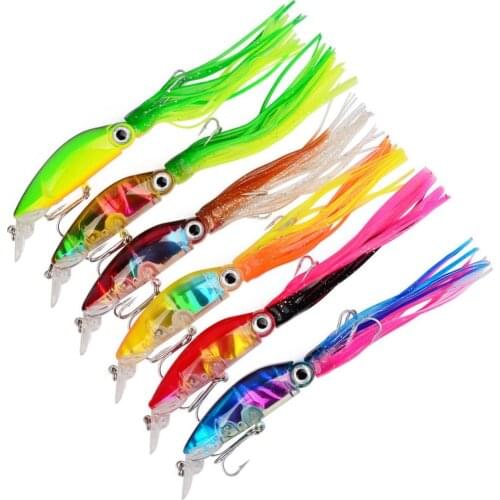 10cm 18g Fishing Lures Simulation Octopus Squid Hook Beard Minnow Artificial Baits 6 Colors Optional