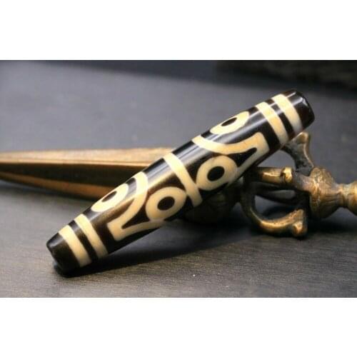 Treasure Magic Power Magic LKbrother Super Energy Tibetan Old Agate 8 Eye 4 Line Long dZi Bead Amulet Pendant Totem A