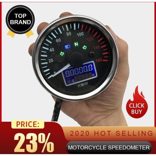 Universal 12V Motorcycle Speedometer LED Digital Tachometer Liquaid Crystal Instrument Gauge Odometer with Fuel meter Indicator