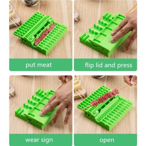 Barbecue Stringer Skewers Kebab Maker Box Machine Beef Meat Vegetable String Grill Barbecue Kitchen Accessories BBQ Gadget