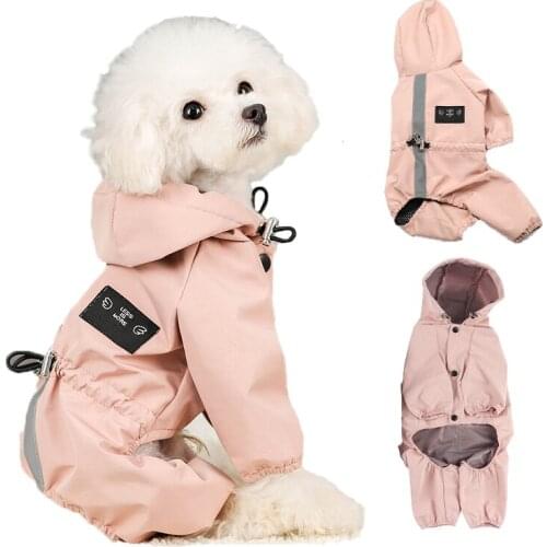 Pet Dog Raincoats Waterproof Breathable Reflective Clothes Dog Hoodie Four-legged Raincoat Cat Costume Cat And Dog Supplies