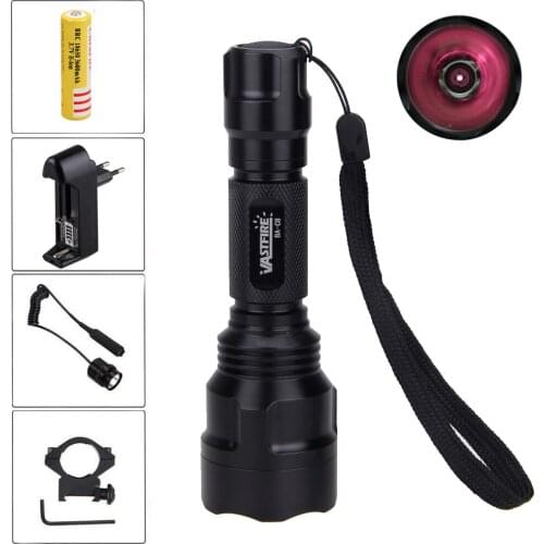 5w IR 850nm Night Vision Flashlight C8 Infrared LED Gun Light for Night Vision Device +18650+Charger+Switch+Rifle Gun Mount