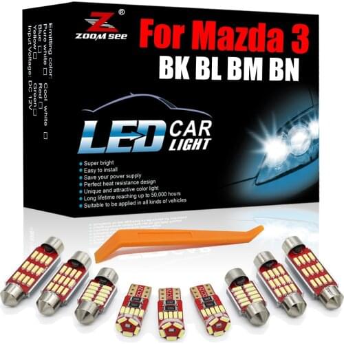 High Power White Canbus LED Interior Kit For Mazda 3 BK BL BM BN 2004-2018 2019 2020 Car License Plate Lamp Light Accessories