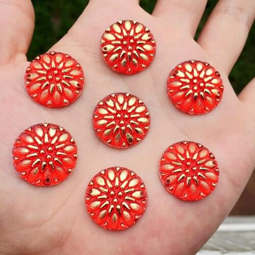 YUSDTSHA 15pcs Round flower Rhinestone Flatback Acryl Wedding decoration 2 hole Buttons -B101
