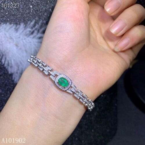 KJJEAXCMY boutique jewelry 925 pure silver inlaid natural emerald bracelet support detection
