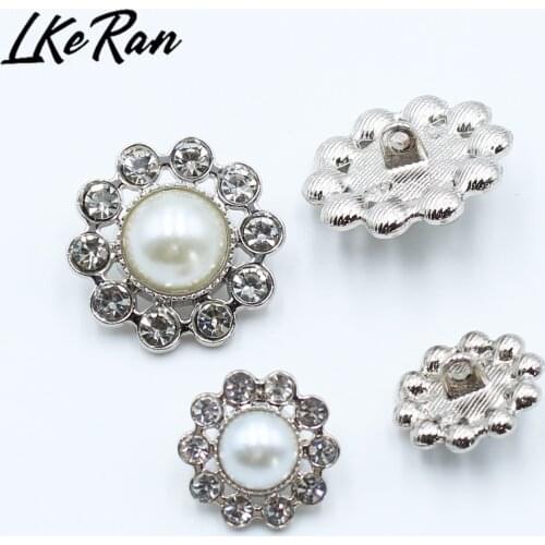 NEW 10Pcs/lot 18mm/25mm Zinc Alloy Pearl Rhinestones Shank Button Diy Handmade Sewing Jewelry Decoration Garment Accessoreis