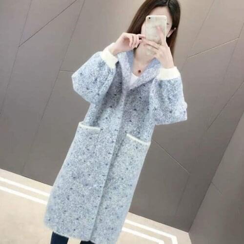 Women 2021 Autumn Winter Imitation Mink Fur Coat Lady Loose Easy Matching Thick Knit Cardigan Female Casual Plus Size Jacket B62