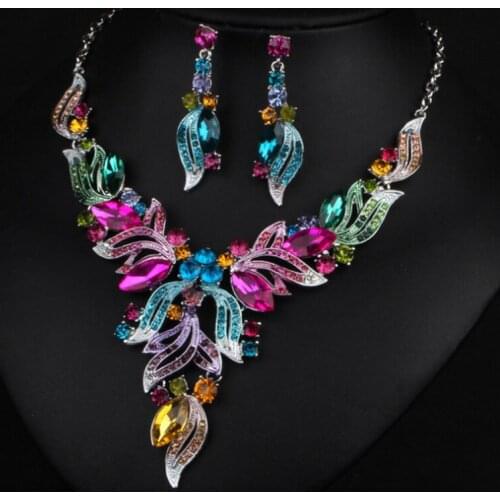 Zlxgirl New arrival Europe Enamel necklace & pendant with earring bridal jewelry sets fashion womens couple accessory sets