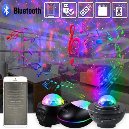 Star Projector Lamp USB Bluetooth Music Starry Sky Night Light OceanWave Galaxy Projector Christmas Gift Room Ceiling Decor 2021