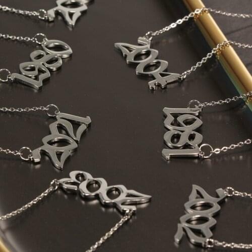 2021 New Personality Design Birthday Digital Pendant Men Women Stainless Steel Necklace Trend Men Women Birthday Party Jewelry