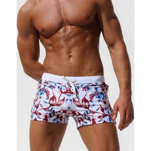 2021 Adult Swimming Boxer Short Male Surfing Trunks Flower Printing Swim Trunks Sea Beaching Elastic Swimwear Bathing Board Wear