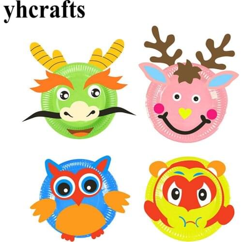 6PCS/LOT.Davids deer paper plate X'mas craft kits Early educational toys Teach your own Handmade toys Novelty toys.Self learning