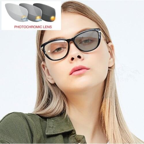 Progressive Multi Focus Photochromic Reader Reading Glasses women cat Eyewear Hyperopia Presbyopia with diopters Presbyopia FML