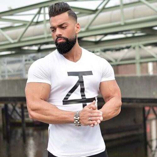 Muscle Aesthetics Fashion pure color T-shirt Men Short Sleeve compression tight Tshirts Shirt Summer Clothes Free transportation