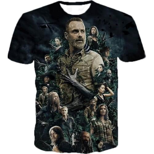 Hip Hop Streetwear T-shirt 3D Printed Mens T-shirt Summer Fashion Casual T-shirt Horror TV Series "The Walking Dead" Top Tee
