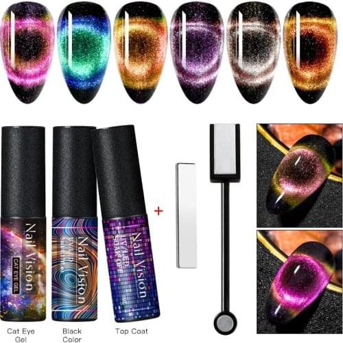 Nail Vision 9D Galaxy Cat Eye Gel Chameleon Nail Gel Long Lasting Galaxy Star Cat Eye Effect Soak Off UV/LED Need Black Coat