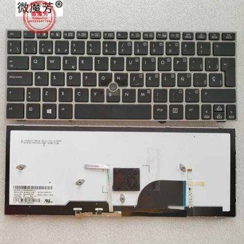 "Spanish SP New for HP EliteBook 2170 2170P Laptop Keyboard Silver frame with pointing stick "