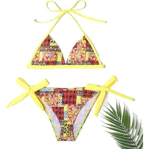 Bikini sets printed womens split swimsuit triangle swimming suit for women low waist