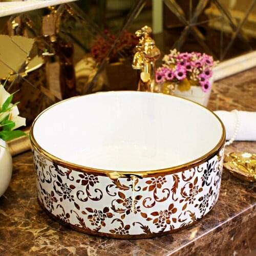 Round Jingdezhen Bathroom ceramic sink wash basin Porcelain Counter Top Wash Basin Bathroom Sinks porcelain kitchen sink