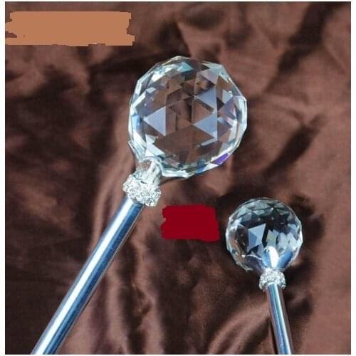 Round Ball Crystal Scepters Magic Wand Gold Silver Sceptre Pageant Birthday Party Wedding Magic Fairy King Costumes Props gift