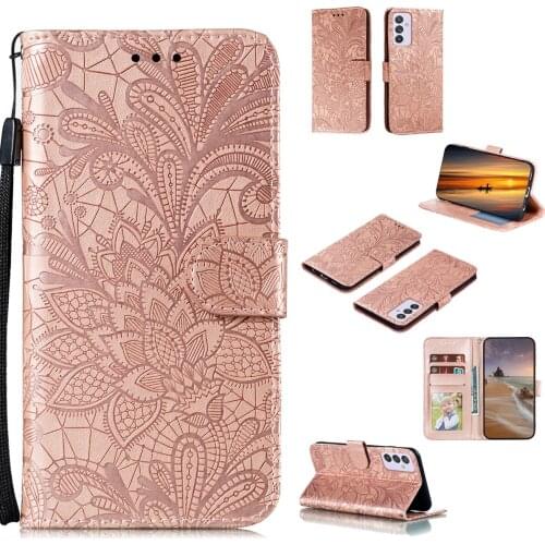 Lace Flower Embossed Pu Leather Phone Case for Samsung Galaxy A82 5G Card Slot Wallet Photo Frame Kickstand Back Cover