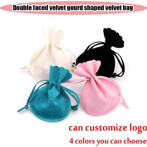 Hot sale 8x9.5cm 10pcs/lot Double faced velvet gourd velvet cloth bag Jewelry package and display can customize logo for you