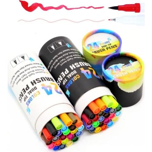 Dual Tip Brush Marker Pens Magicfly Watercolor Pen with Fineliner and Highlighters Brush for Coloring Art Sketching Calligraphy