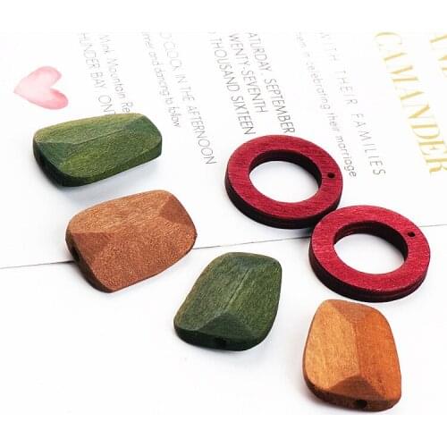 DIY handmade jewelry accessories wood irregular rectangular ring earrings earrings pendant earrings materials