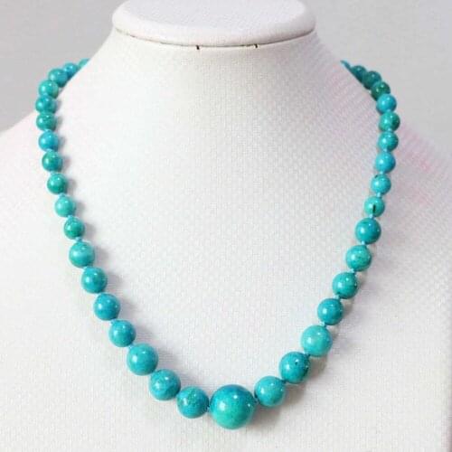 Fashion blue calaite stone 6-14mm round fashion diy necklace 18"B616
