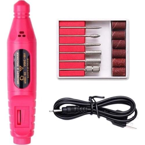 Electric Manicure Kit Nail File Remover Electric Nail Drill Filing Machine Pedicure Kit with 6 Nail Drill for Nails
