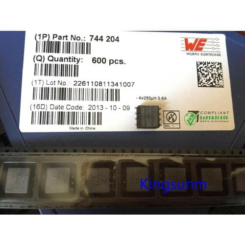 Free shipping 10pcs 744204 WE251 4*250UH 0.6A 80V WURTH patch Wuerth manufacturers common mode inductance