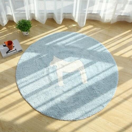 PAYSOTA Pure Cotton Soft Round Carpet Children Cartoon Pony Creeping Anti-slip Mat