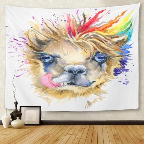 Peruvian Watercolor Llama Tee Design Alpaca America Tapestry Wall Hanging for Living Room Bedroom Dorm 60x80 Inches
