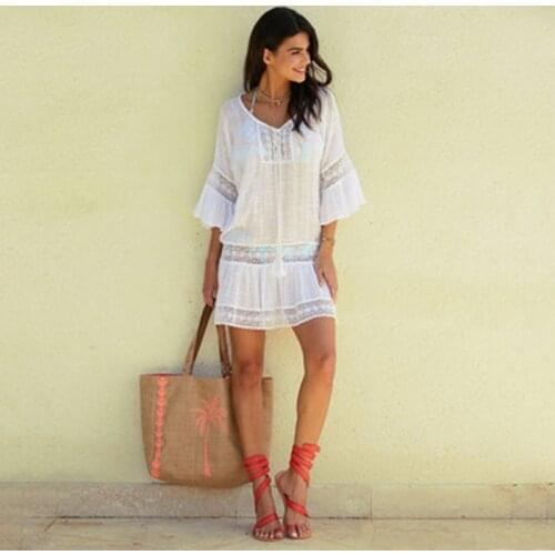Beach Cover Up Swimwear Women Cover Ups Lace Beach Dress Tunic Tassel Crochet Suit Cover Ups Pareo De Plage Beachwear