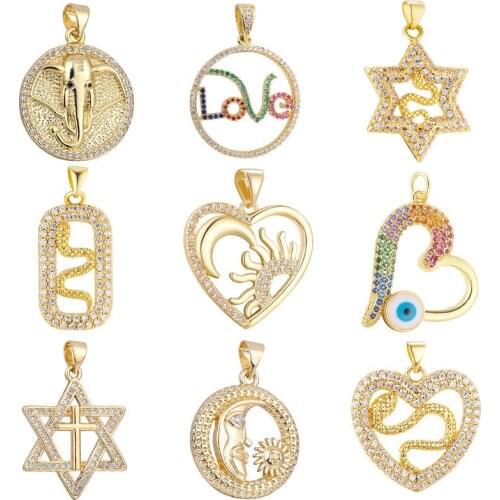JUYA 5 Pcs Luxury Necklace Pendants Bases DIY Handmade Jewelry Accessories Cubic Zirconia Charms Connectors For Necklaces Making