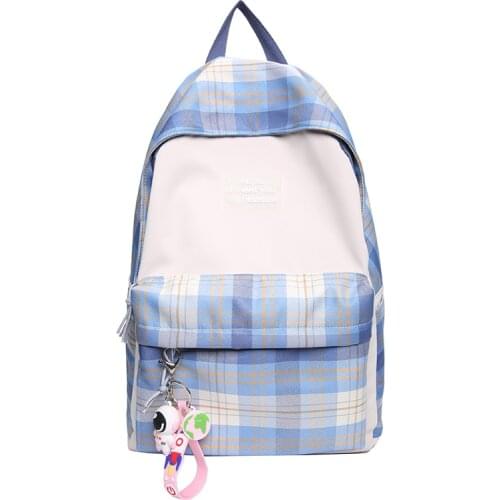 Enland Style Plaid Backpacks for Women Water Proof Nylon Fresh School Bag for Teenage Girls Brand High Quality Leisure Packages