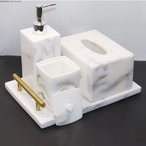 Nordic Bathroom Set Bathroom Supplies Resin Decorative Lotion Bottle Storage Tray Cotton Swab Box Tissue Box Bathroom Decoration