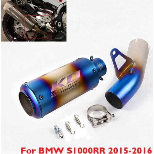 Motorcycle Exhaust Pipe Slip on 60.5mm Muffler Tip Escape Silencer Middle Link Tube Connector Pipe for BMW S1000RR 2015 2016