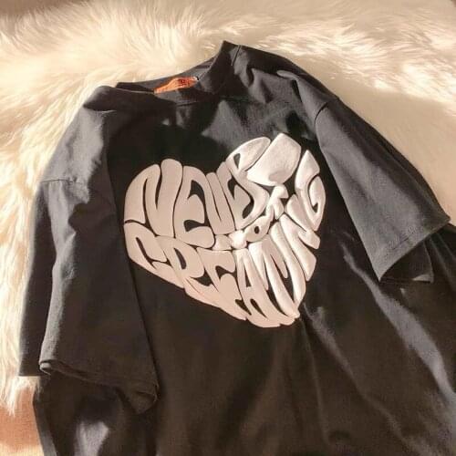 Summer T Shirt Women Love foaming female 2021 short sleeve T-shirt collar loose Female Tee Tshirts dropshipping WBXw105